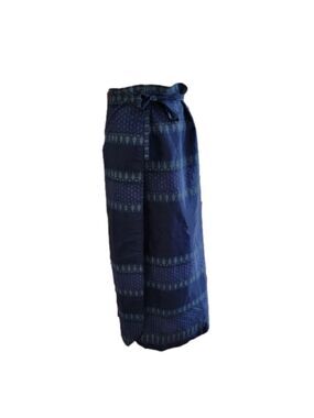 UNO Maxi Wrap Around Blue Graphic Print Rayon Blend Skirt Size OS EUC